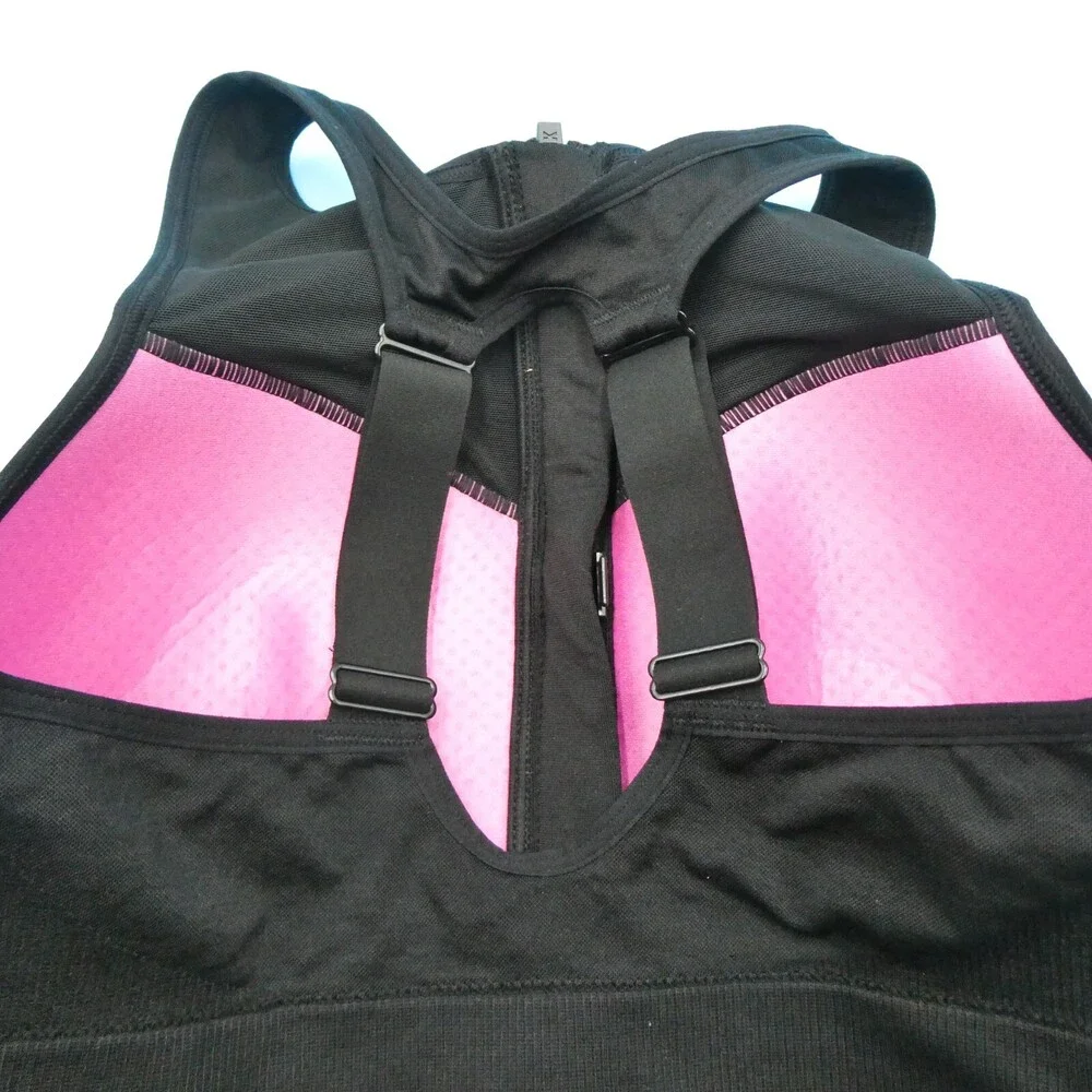 Victorias Secret Sports Bra Medium‎ Black PINK Active Seamless Air Front Zipper